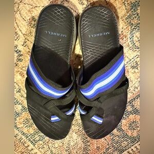 Merrell Zinnia Stretchy Strap Toe Sandals Leather Black Twilight Blue